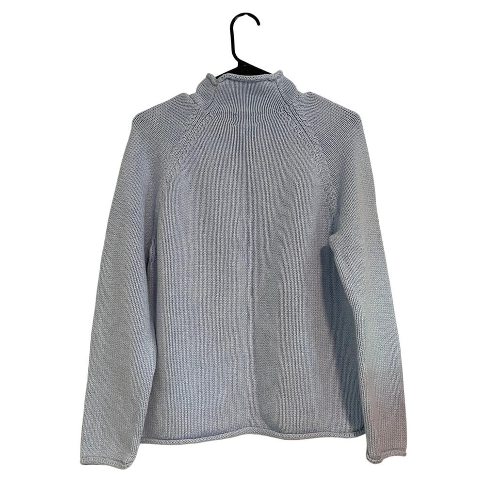 J. Crew Oarsman Rollneck Sweater Light Blue Women's Preppy Coastal Fall Medium - Picture 3 of 5